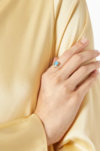 خاتم الربيع مرصع بالفيروز ذهب أصفر عيار ‏18‏
