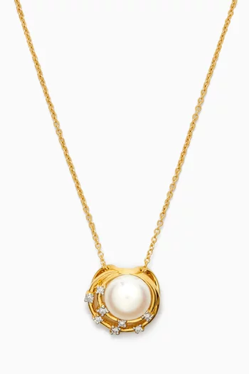Kiku Cadeau Pearl Necklace in 18kt Yellow Gold