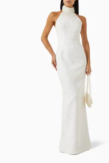 La Peregrina Embellished Gown in Crepe