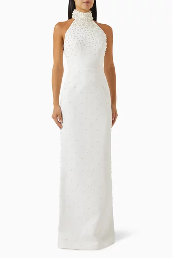 La Peregrina Embellished Gown in Crepe