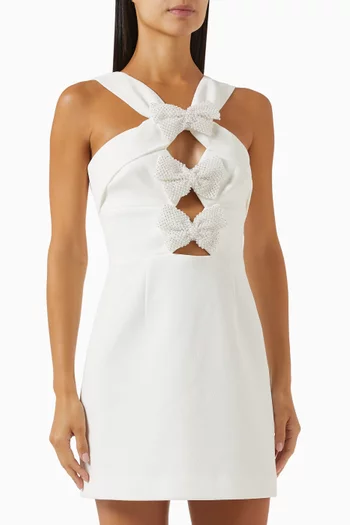 Hermoine Bow Mini Dress in Crepe