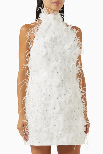 Meha Feather-trim Mini Dress