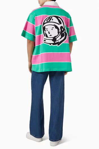 تي شيرت بولو راجبي مخطط بطبعة خوذة رائد فضاء قطن