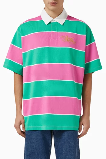 تي شيرت بولو راجبي مخطط بطبعة خوذة رائد فضاء قطن