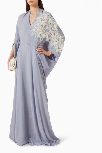 Embellished Floral Applique Cowl Kaftan