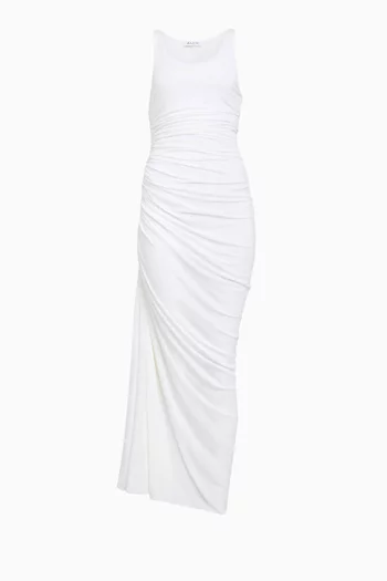 Asymmetrical Gathered Maxi Dress in Jersey