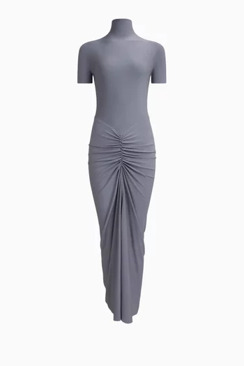 Draped Bodycon Maxi Dress in Jersey