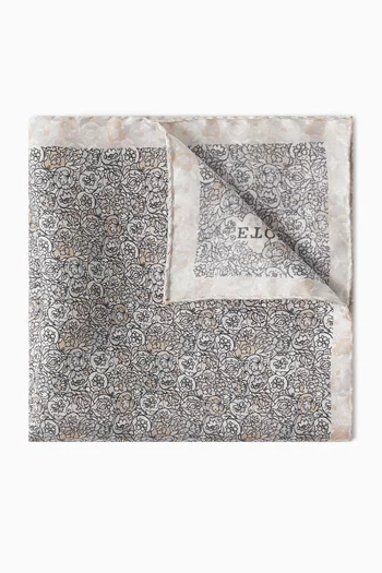 Floral-print Pocket Square in Silk