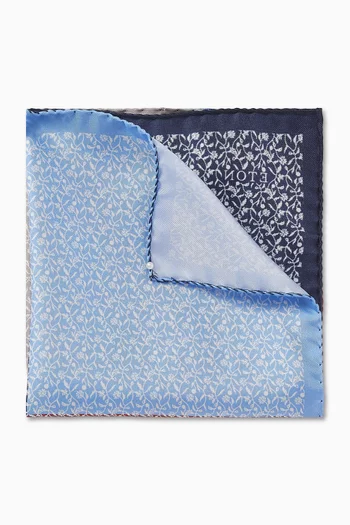 Four-sided Floral Pocket Square in SIlk