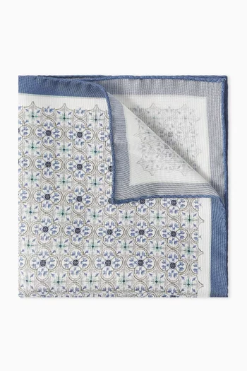Medallion-print Pocket Square in Silk