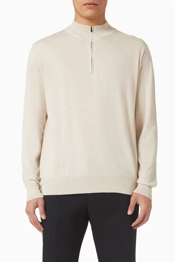 Quarter Zip Sweater in Cotton & Cashmere