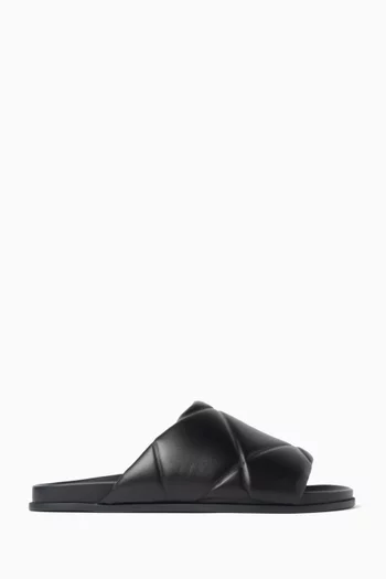 Sav Quilted Slide Sandals in Leather