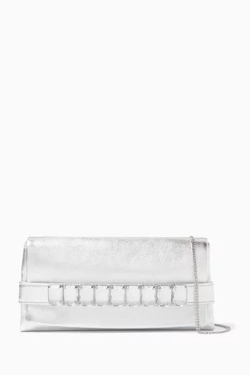 Kya Crystal-embellished Clutch Bag in Metallic Leather