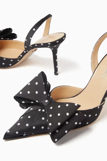 Le Cadeau 85 Polka-dot Slingback Pumps in Satin