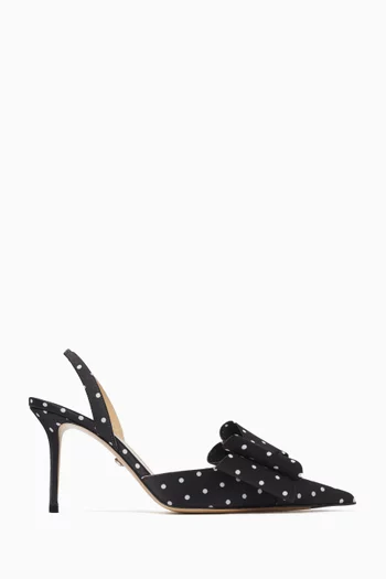 Le Cadeau 85 Polka-dot Slingback Pumps in Satin