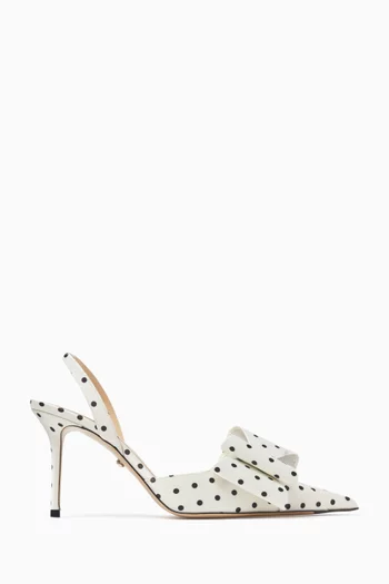 Le Cadeau 85 Polka-dot Slingback Pumps in Satin