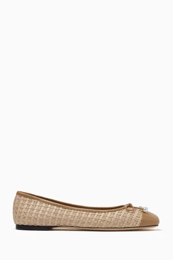 Elme Ballerina Flats in Raffia & Leather