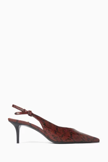 Camie 60 Slingback Pumps in Snake-embossed Leather