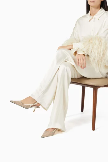 Amel 50 Crystal-embellished Slingback Pumps in Mesh