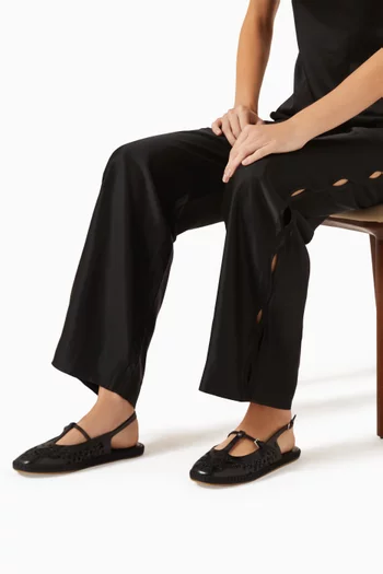 Amiee Openwork Slingback Flats in Leather