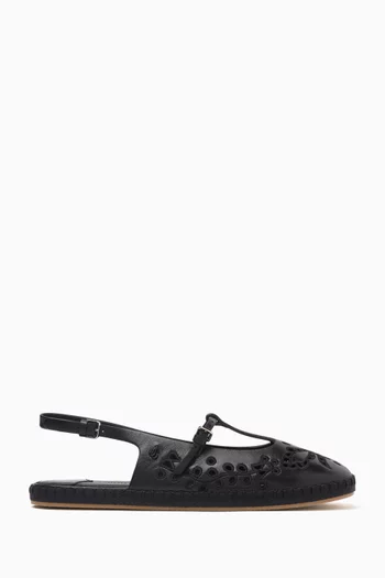 Amiee Openwork Slingback Flats in Leather