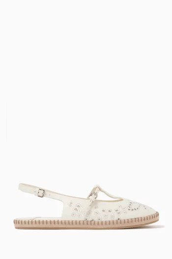 Amiee Openwork Slingback Flats in Nappa Leather