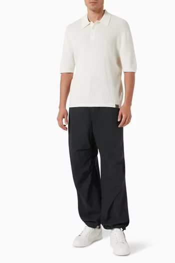 Drawstring Parachute Pants in Cotton-blend