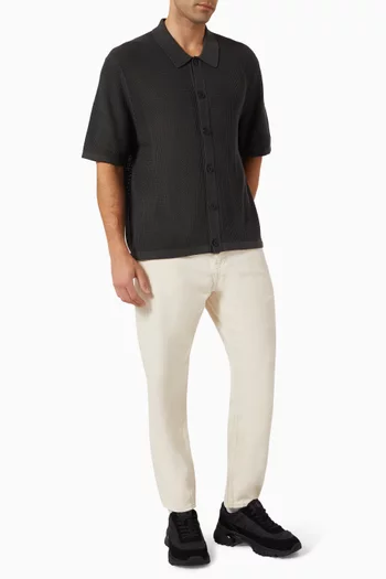 Button-down Shirt in Cotton Mesh