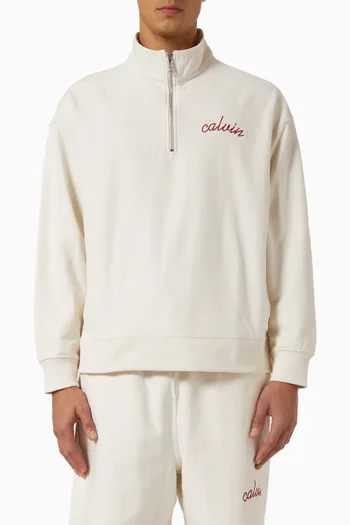 Chain Stitch Logo Zip Sweatshirt in Cotton-terry