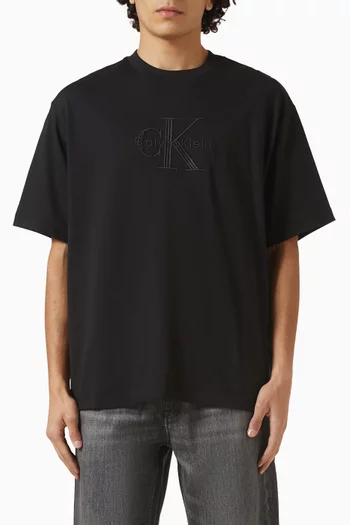 تي شيرت مزين بتطريزات قطن