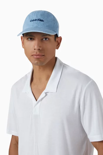 Logo-embroidered Cap in Denim