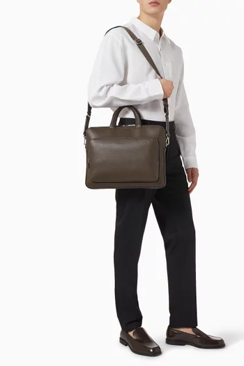 Micro Pebble Slim Briefcase in Faux Leather