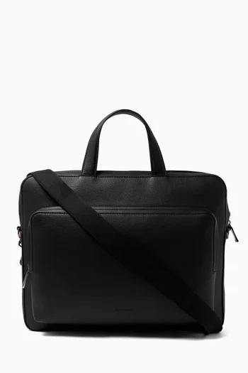 Slim Briefcase in Faux Leather