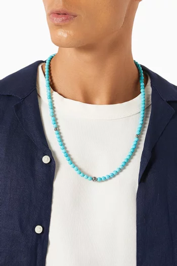 Turquoise Beaded Necklace Silver-tone Steel