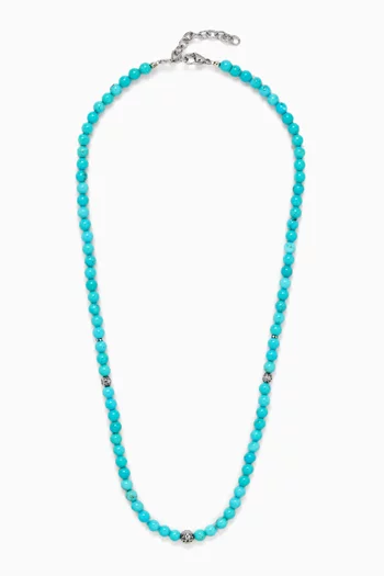 Turquoise Beaded Necklace Silver-tone Steel
