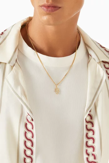 Hamsa Hand Necklace in Gold-tone Steel