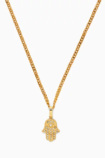 Hamsa Hand Necklace in Gold-tone Steel
