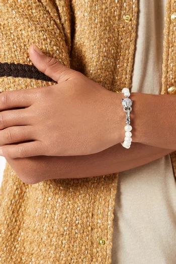 Panther Pearl Bracelet in Silver-tone Steel