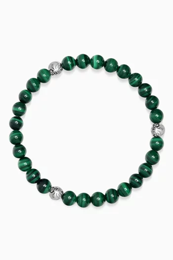 Malachite Bracelet in Silver-tone Steel