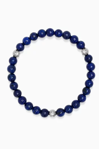 Lapis Lazuli Bracelet in Silver-tone Steel