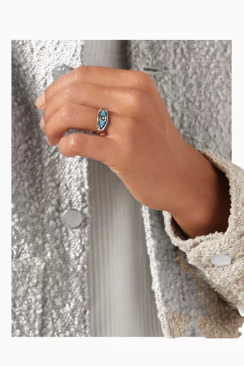 Evil Eye Ring in Silver-tone Steel