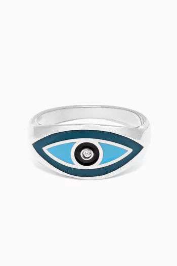 Evil Eye Ring in Silver-tone Steel