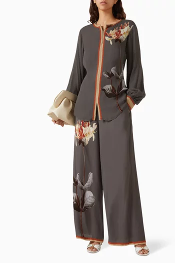 Printed Top & Pants Co-ord Set in Georgette