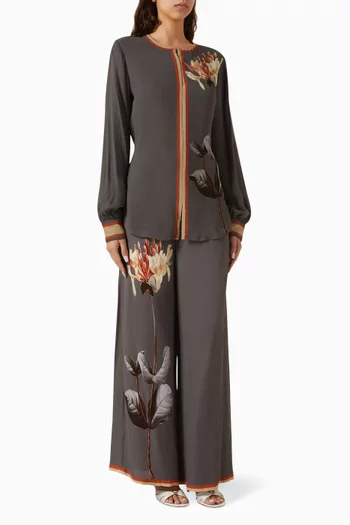 Printed Top & Pants Co-ord Set in Georgette