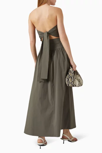 Gathered Tie-back Dress in Cotton Blend
