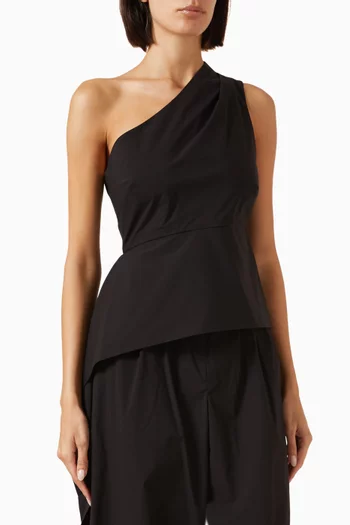 Asymmetric Origami Top in Cotton Blend