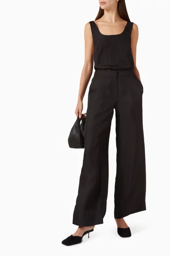 Straight-leg Pants in Silk Twill