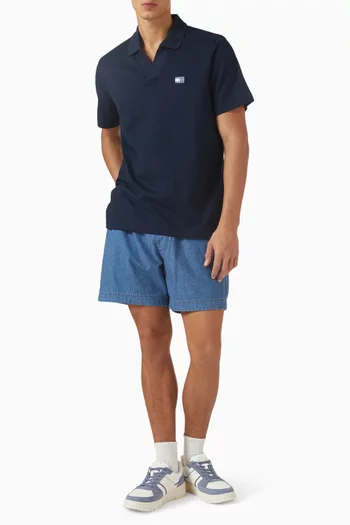 تي شيرت بولو بياقة سكيبر برقعة شعار الماركة مزيج قطن