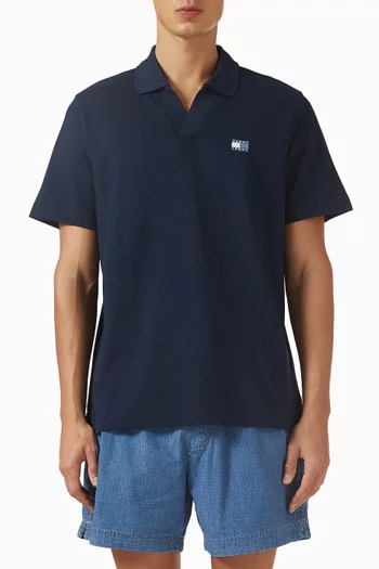 تي شيرت بولو بياقة سكيبر برقعة شعار الماركة مزيج قطن