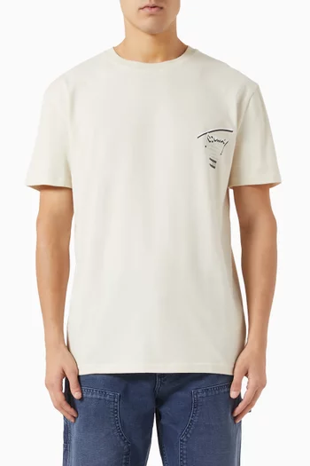 تي شيرت بطبعة شعار الماركة قطن